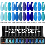 MEET ACROSS 12Pcs Gel Nail Polish Set 7.3ml Pink Blue Neon Macaron Color for Nails UV Gel LED Nail Art  Varnish Manicure Kit