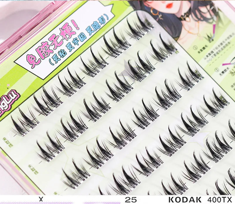 Upgraded Sunflower False Eyelashes No Glue Fake Lashes  Natural Reusable Band-Free Lashes Manga Lash Makeup Korean