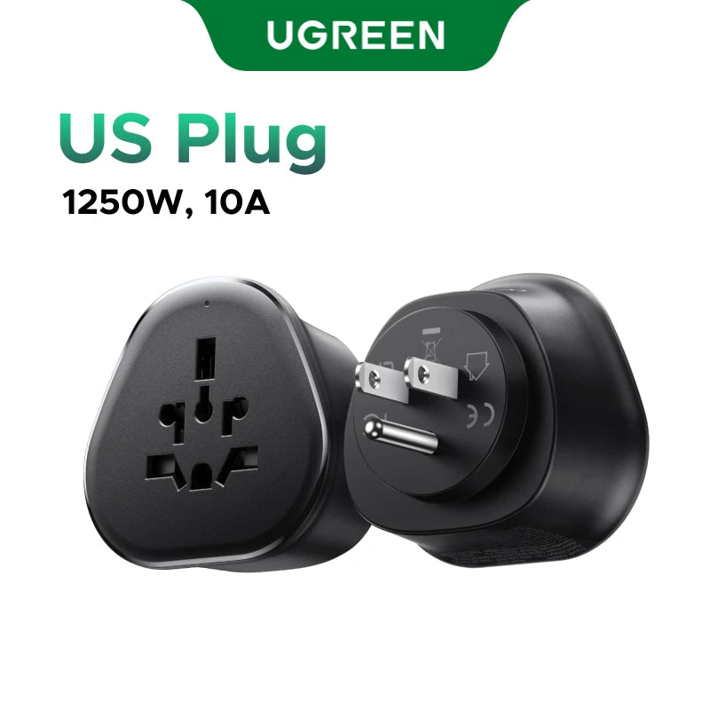 UGREEN Universal Travel Adapter Extension Socket EU/US/UK Plug Converter Multi-Country Power Adaptor for EU US UK KR RU Outlets
