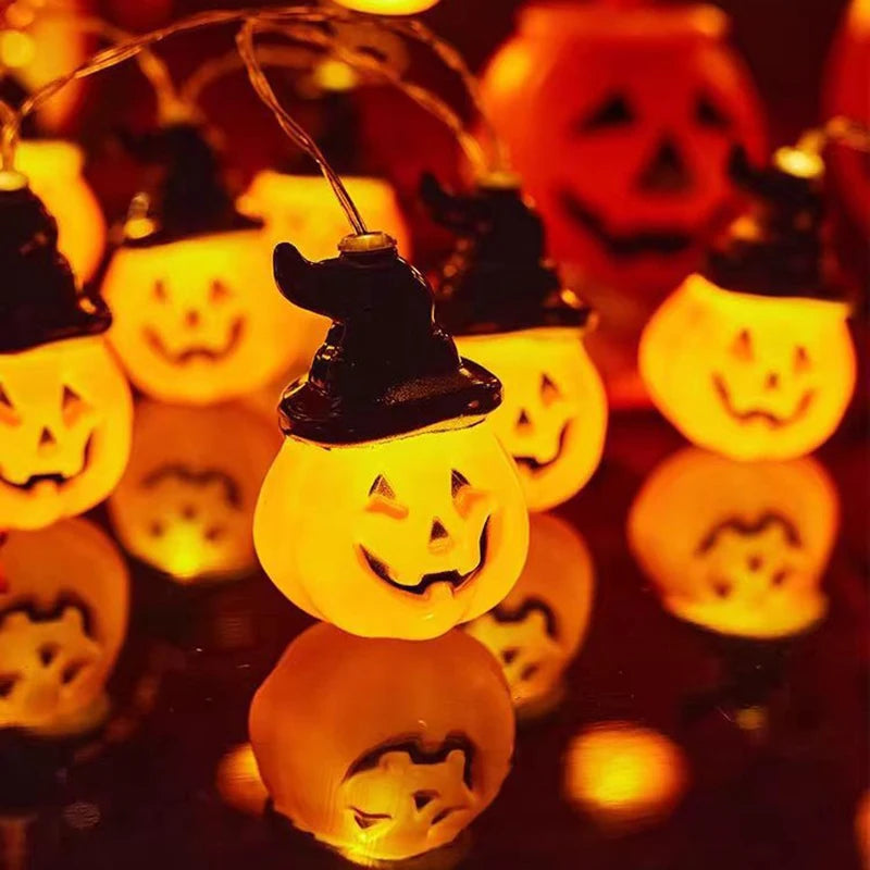 1.5M 10LED Halloween LED Light String Horror Eyeballs Pumpkin Spider Bat Skull Lamp Trick Or Treat Happy Halloween Party Decor