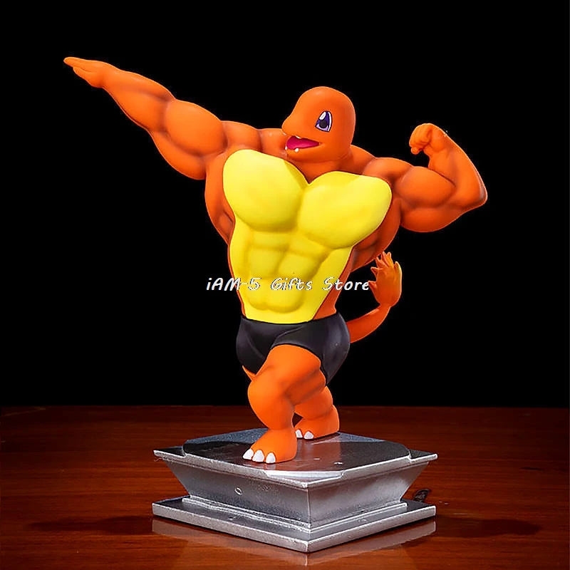 Pokemon Toys GYM Figurines Cartoon Fitness Muscle Man Action Figure Charmander Bulbasuar Squirtle Gengar Fit Model Anime Toys