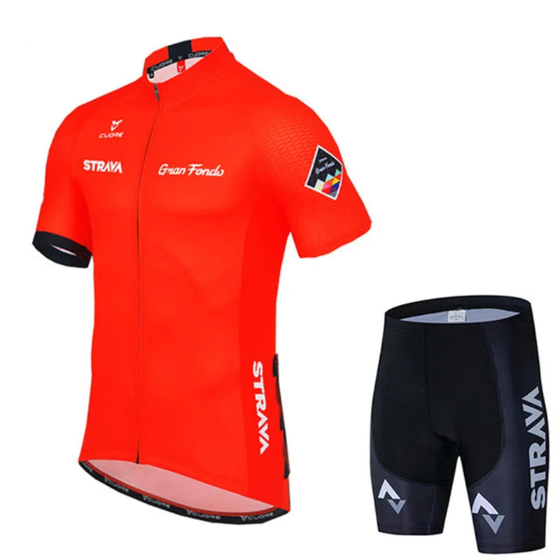 2025 STRAVA Cycling Jersey Set – Men’s Short Sleeve Pro Team Bike Clothing, Summer Road & MTB Bicycle Wear Maillot Ciclismo