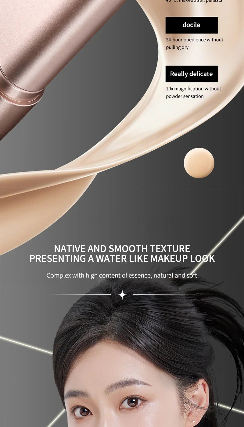 Clear and Moist Hydrating Foundation Naturally Perspective, Moisturizing, Bling, Glossy, Thin and Lightweight Double Head Makeup Foundation Rotated, More Comfortable, Waterproof Function, Easy to Makeup, Easy to Use