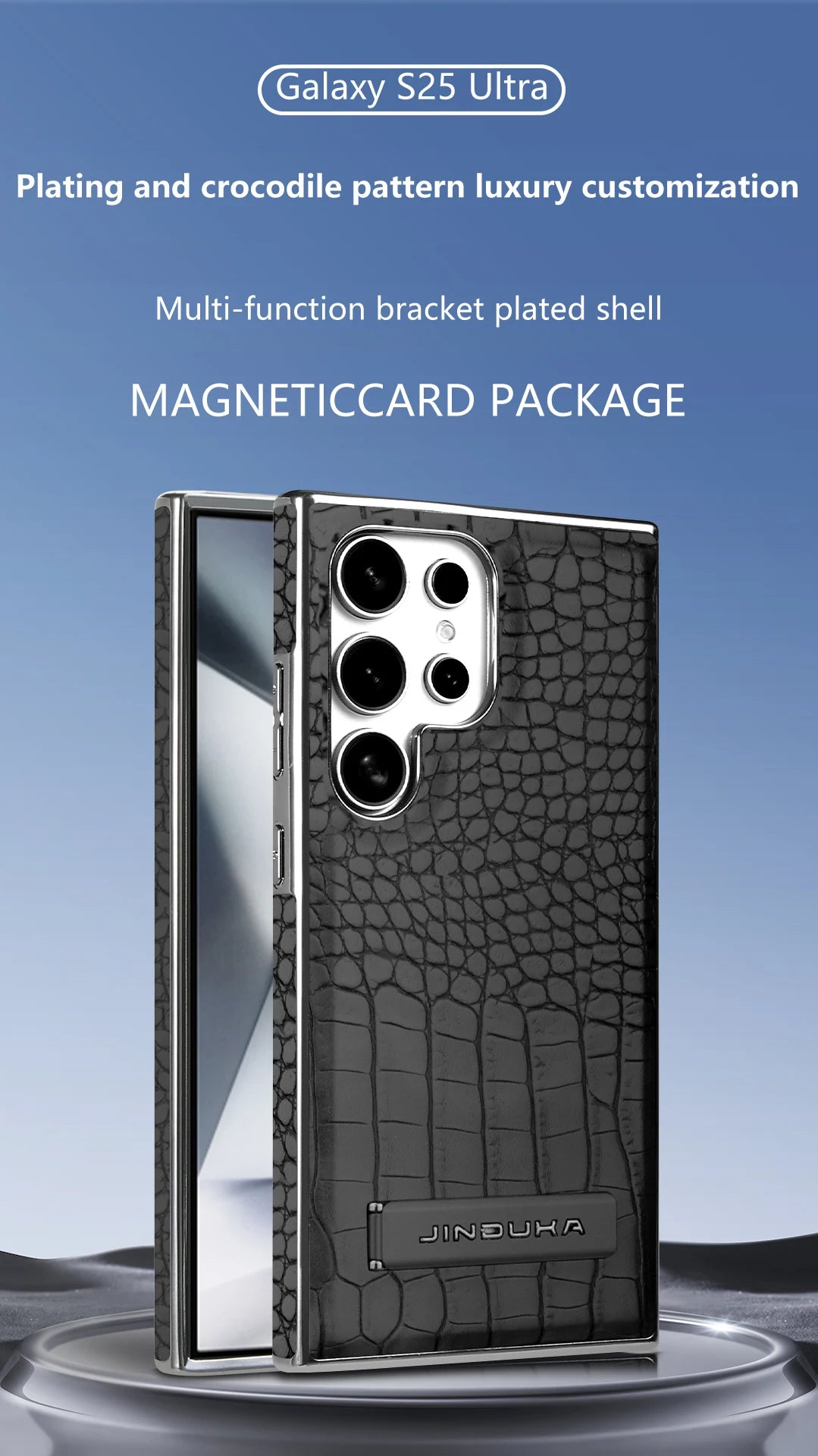 High Quality Leather Holder Electroplate Phone Case for Samsung Galaxy S25 S24 S23 Ultra S24 S23 Plus Bracket Magnetic Cover