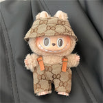 17cm For Labubu Doll Clothing Skirt Bowhair Accessory Set Retro Bib Pants Clothes Luxury Messenger Bag Shoes Set Sitting Party