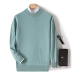 100% Pure Wool Sweater For Men, Half High Neck Knitted Pullover, Long Sleeved Casual Autumn Winter Thick High-End Sweater Warmth