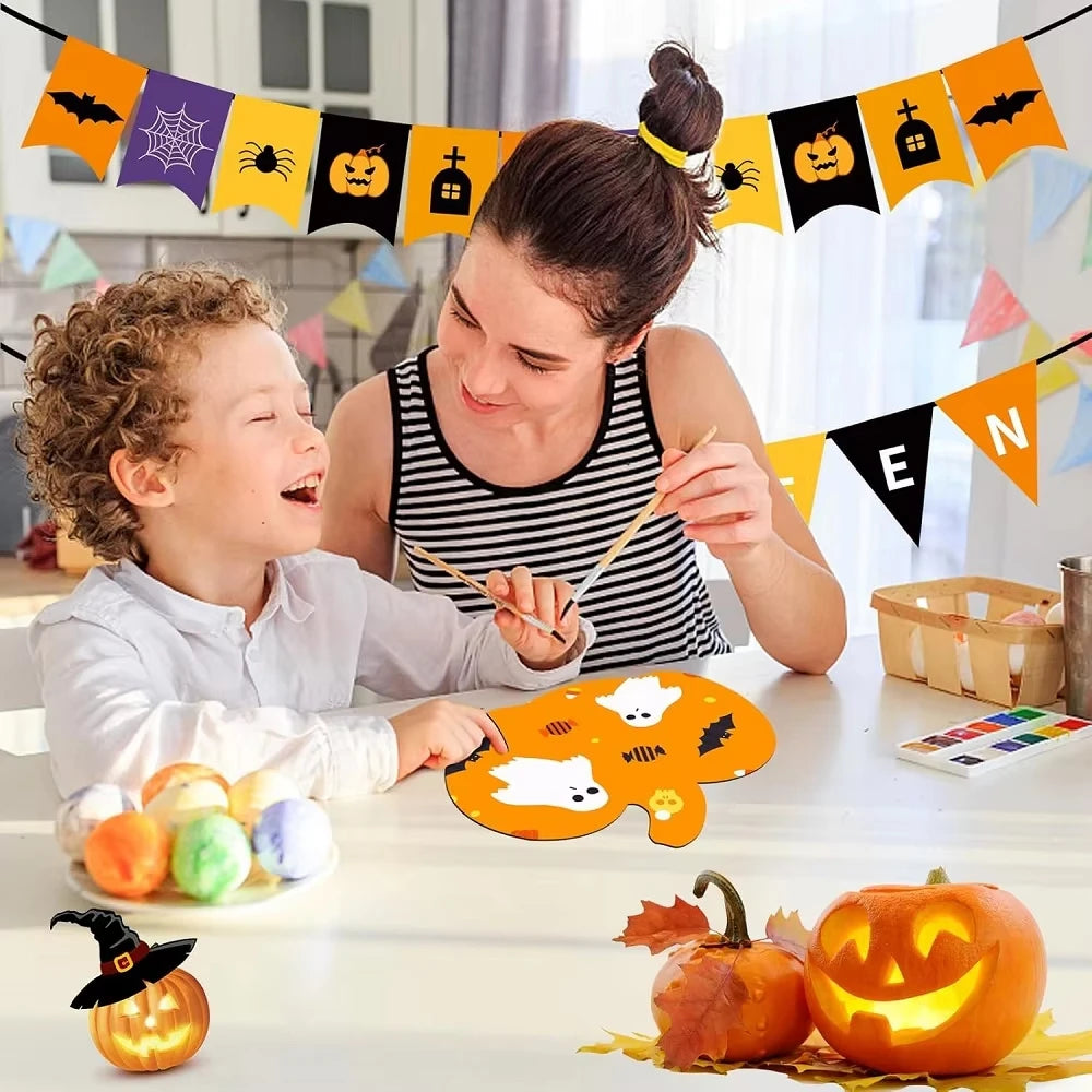 10/20pcs Wooden Pumpkin Cutouts Halloween Pumpkin Wood Ornaments with Rope Pumpkin Wooden Decorative for DIY Wood Chips