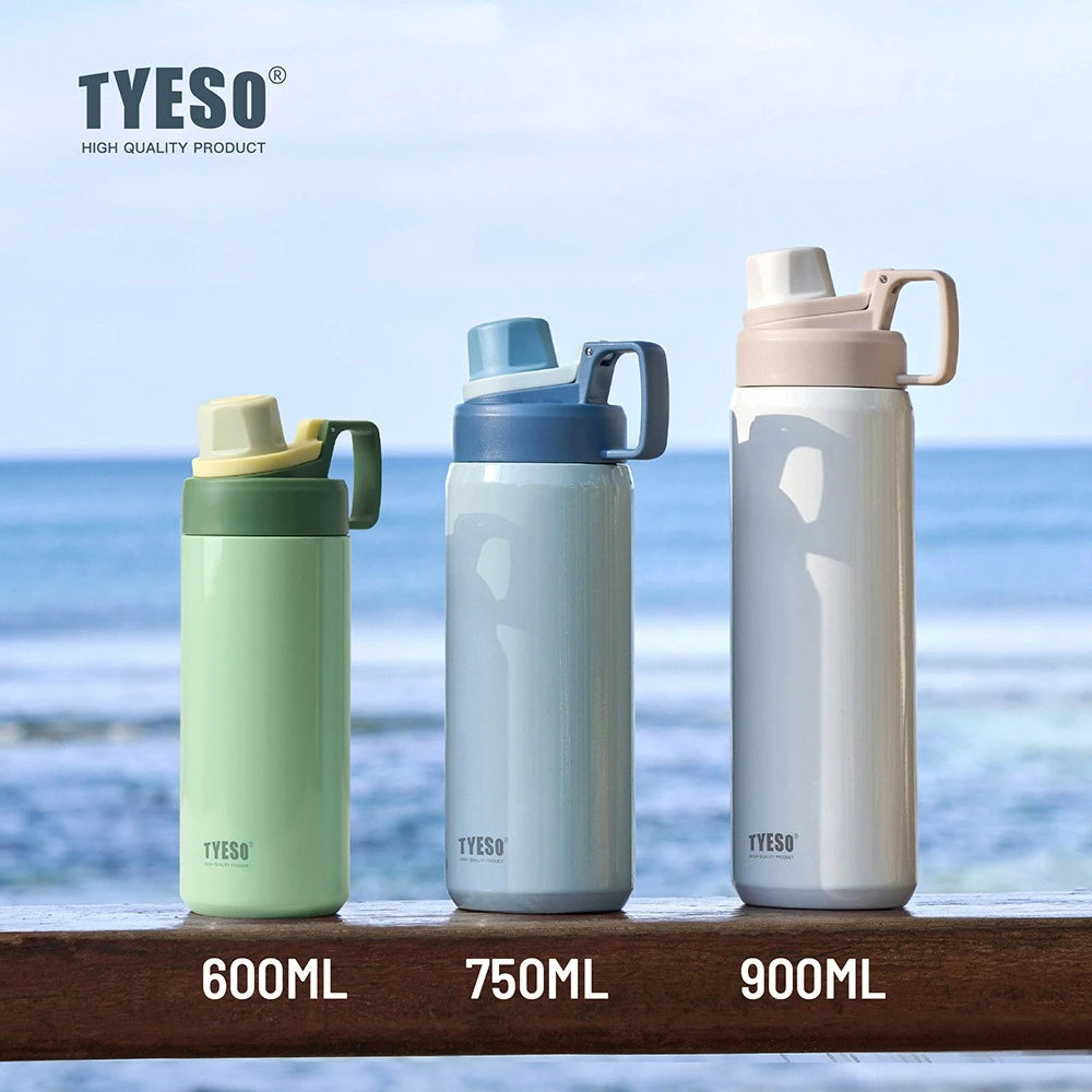 Tyeso Stainless Steel Sports Water Bottle Insulated Leak-Proof Portable Fitness Flask for Outdoor Workouts Travel Vacuum Flasks