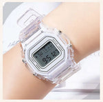 Sports Electronic Watch Men and Women Square Junior High School High School Students White LED Digital Watches