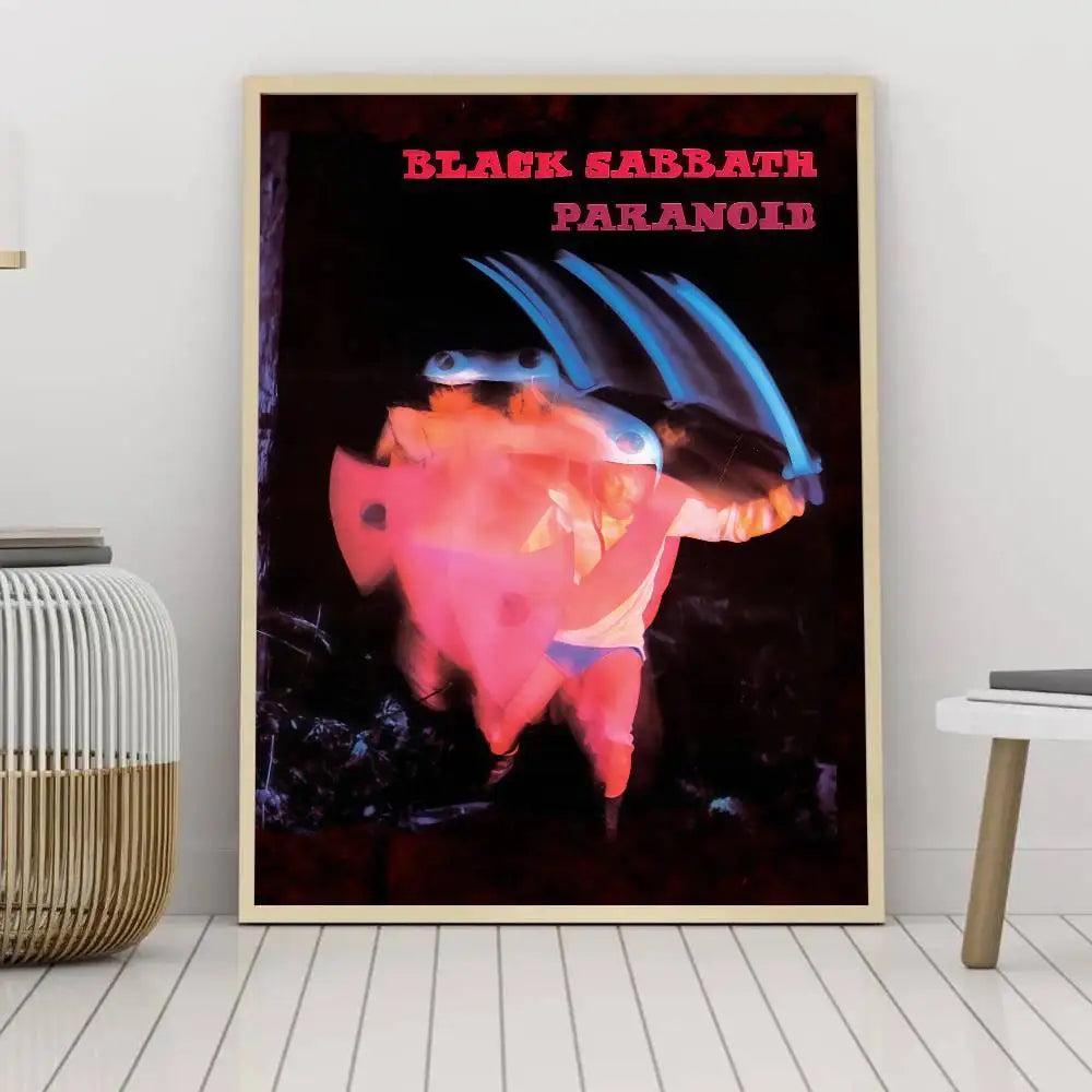 B-Black Sabbath Paranoid Poster Self-adhesive Art Waterproof Paper Sticker Coffee House Bar Room