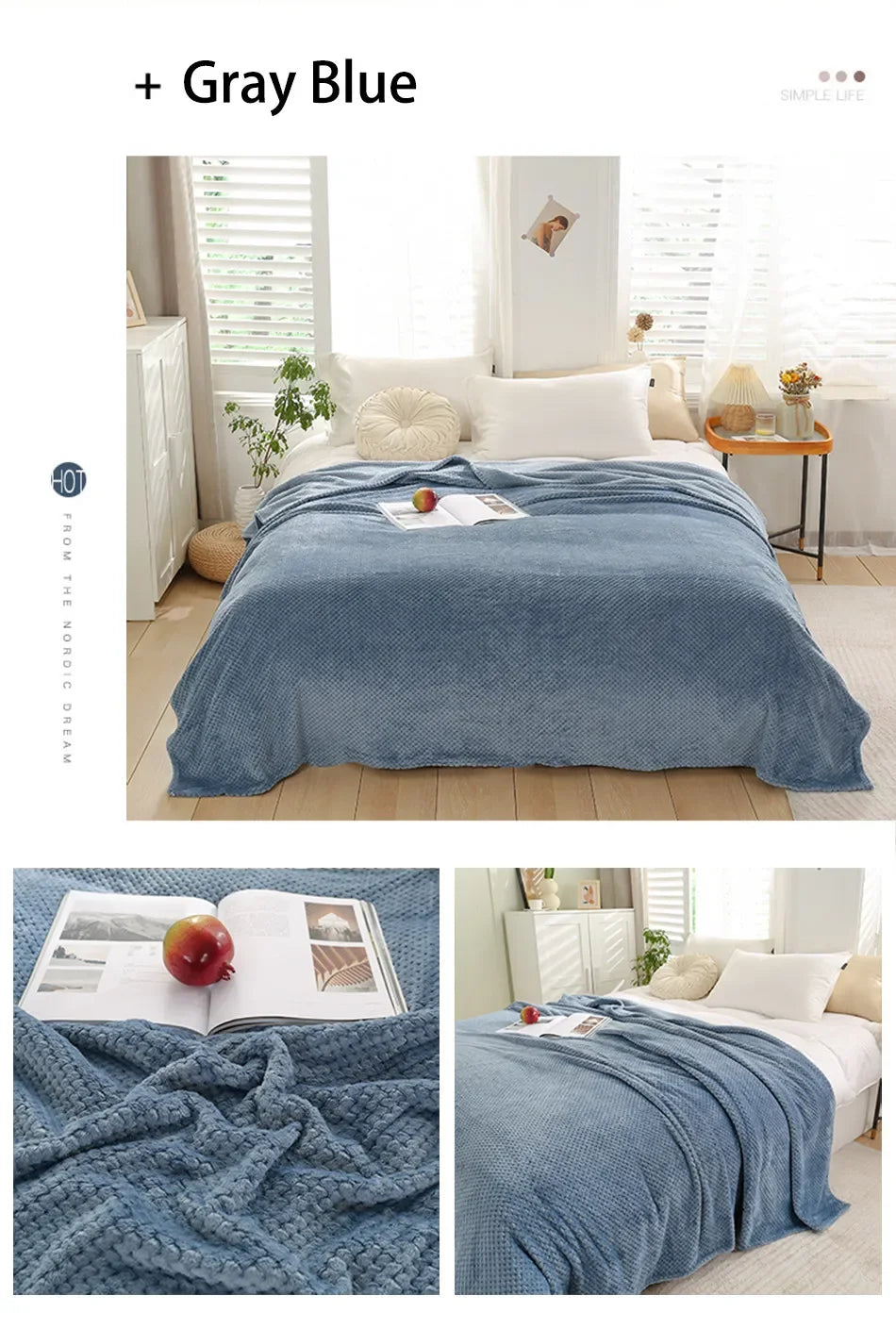 Japan Style Coral Fleece Blankets 300gsm Spring Summer Soft Fluffy Faux Fur Mink Throw Solid Sofa Cover Bedspread Plaid Blankets