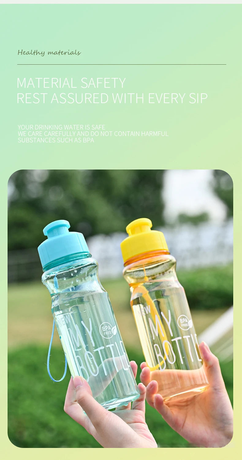 Transparent Water Bottle Portable Sport Cup for Drinking Kitchen Tools 650ML Water Bottle For School Gym Travel Girl Boy