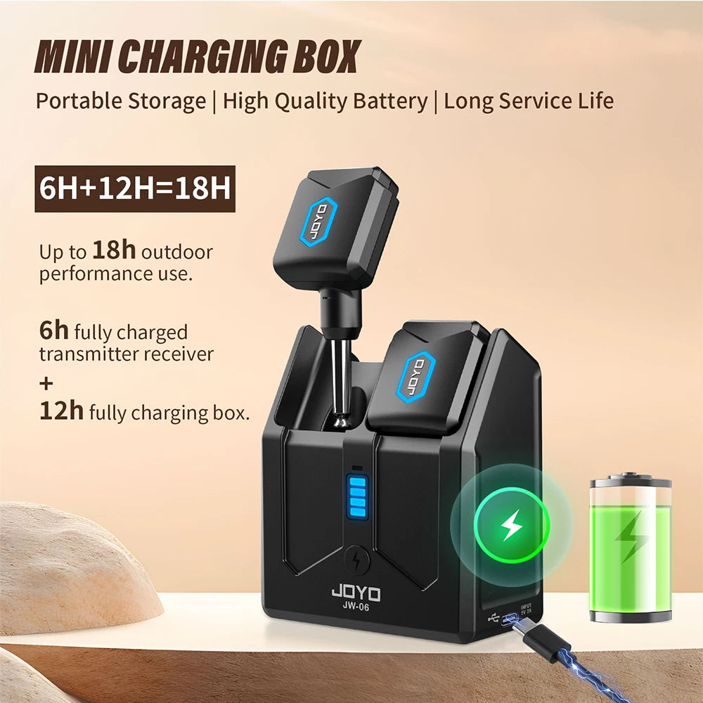 JOYO JW-06 Wireless Guitar System 5.8GHz Rechargeable Digital Wireless Guitar Transmitter Receiver with Portable Charging Case