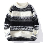 Autumn Winter New Casual Sweater Men Fashion Striped Patchwork Knit Pullovers Mens O-Neck Loose Youthful Vitality Sweaters Man