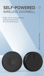 Circular Black Self Powered Wireless Doorbell AC 110v 220v US/EU Plug With 60 Rings Waterproof Long-Distance Kinetic Door Bell