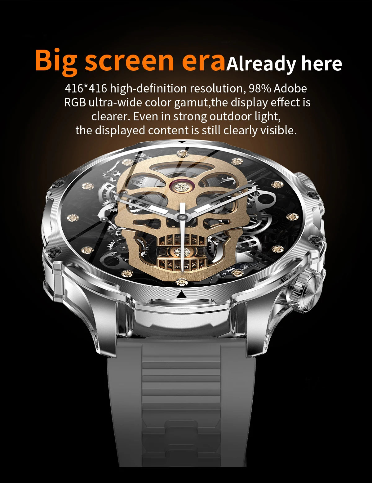 AK75 Smart Watch Flashlight 1.9inch Men Outdoors Sports Fitness Tracker 700mah Large Battery BT Calling LED Light Smartwatch