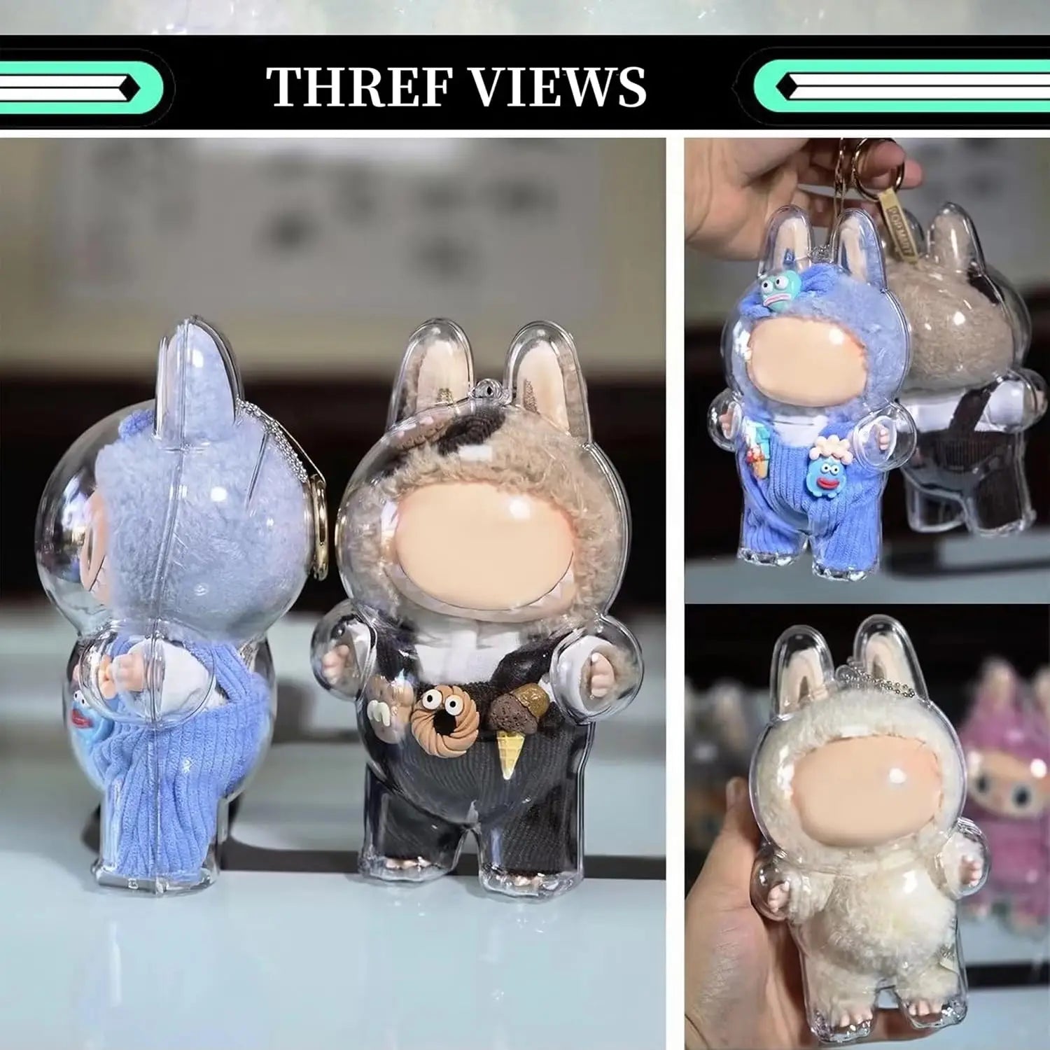 Transparent Cover For LABUBU Clear Macaron Protector Case Dust Sitting Case Popmart Bubble Mart Doll Accessories