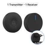 Circular Black Self Powered Wireless Doorbell AC 110v 220v US/EU Plug With 60 Rings Waterproof Long-Distance Kinetic Door Bell
