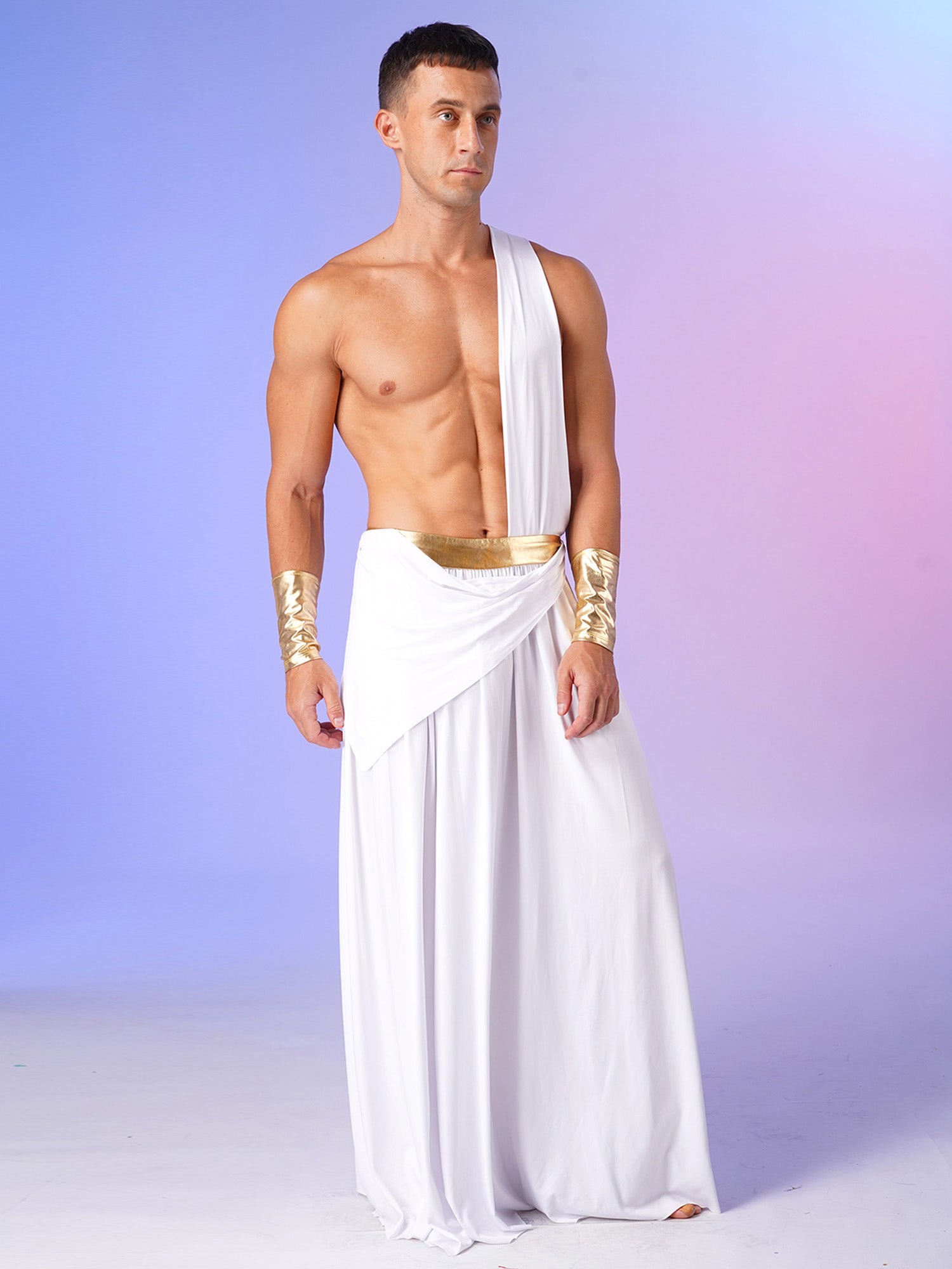 Mens Ancient Greek God Toga Gladiator Costumes Roman Emperor One Shoulder Sleeveless Robe Halloween Medieval Warrior Outfits