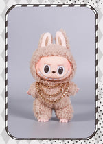 Luxury Tidal Current Labubu Black Hip Hop Mask Knitted Hat Accessories 3-Layer Big Gold Chain Street Fashion Doll Ornaments