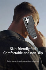 High Quality Leather Holder Electroplate Phone Case for Samsung Galaxy S25 S24 S23 Ultra S24 S23 Plus Bracket Magnetic Cover