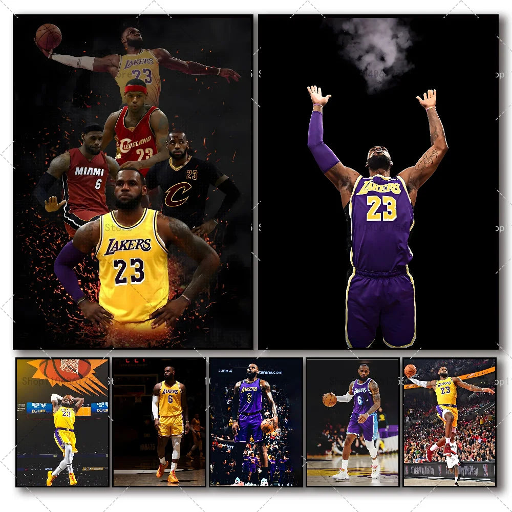 1PC L-LeBron J-James Poster Self-adhesive Art Waterproof Paper Sticker Coffee House Bar Room Wall Decor