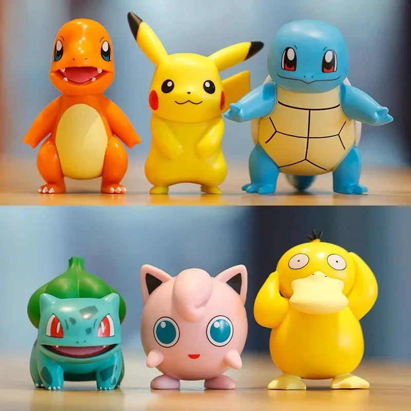 Pokemon Figures Set 6PCS Pikachu Charmander Bulbasaur Squirtle Kawaii Collectible Dolls Toys for Kids Gift