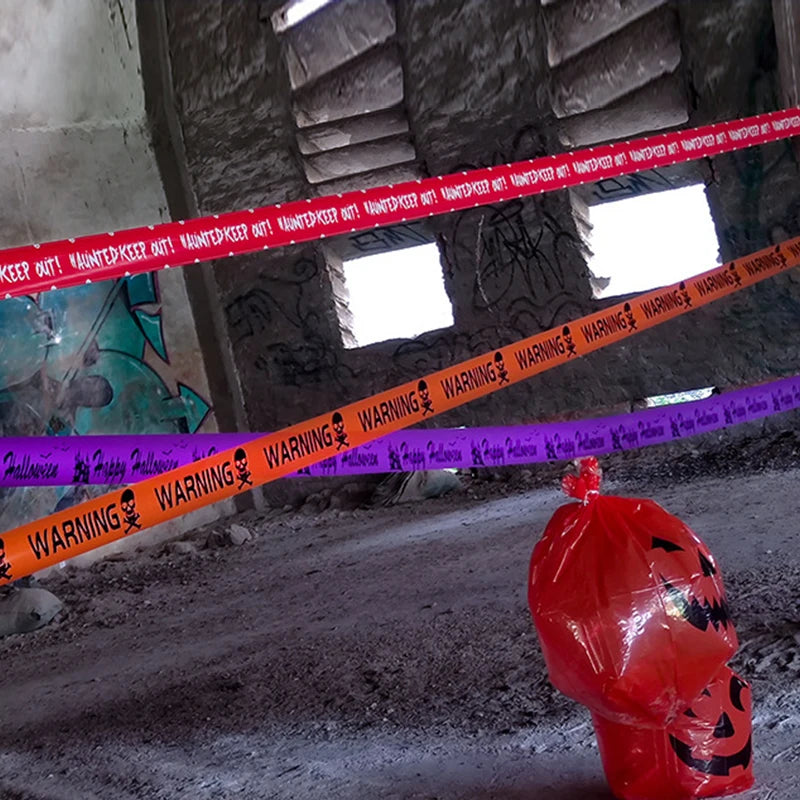 NEW 1PC Halloween Props Window Prop Warning line Plastic Skull Head Warning Tape Signs Halloween Decoration Witch Balloons lot