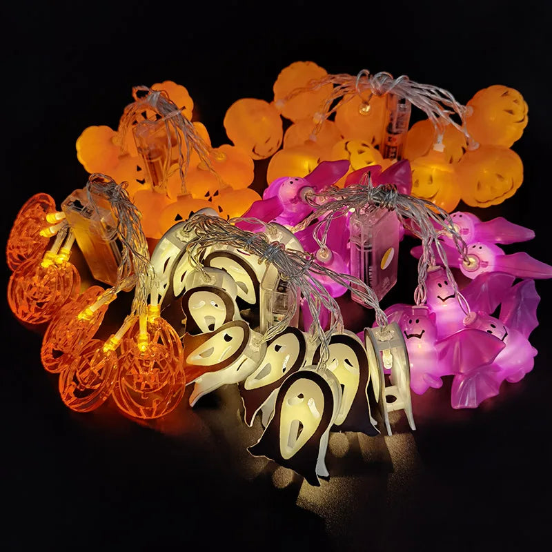 1.5M 10LED Halloween LED Light String Horror Eyeballs Pumpkin Spider Bat Skull Lamp Trick Or Treat Happy Halloween Party Decor