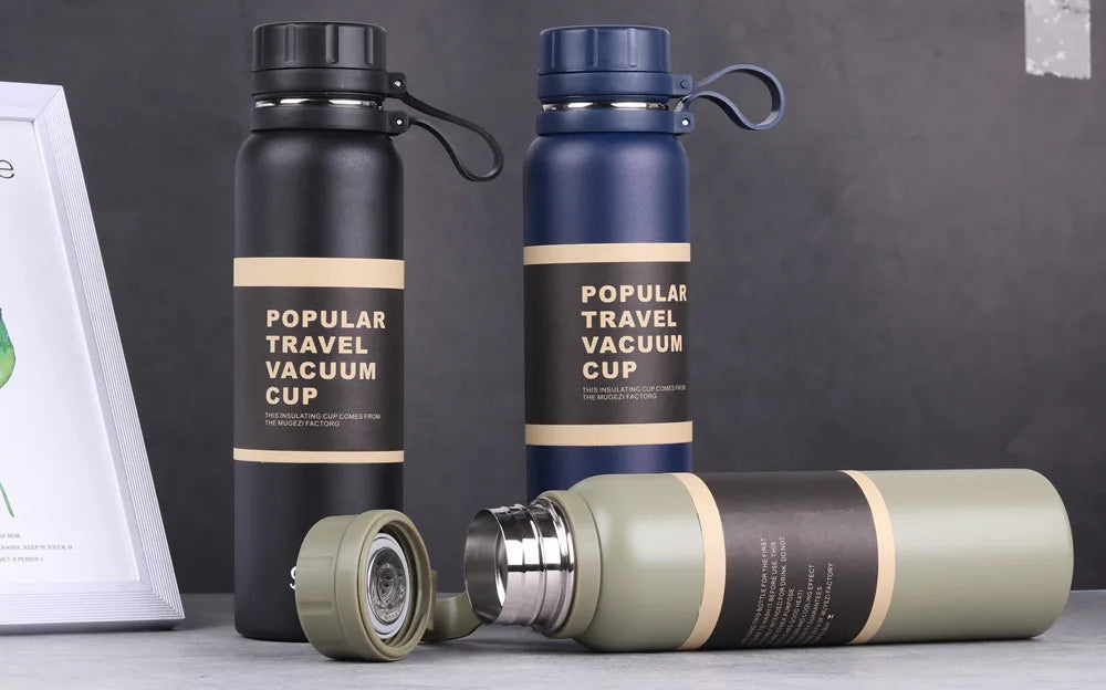 650ML 850ML 1100ML Thermos Double Stainless Steel Sport Vacuum Flask Outdoor Climbing Fitness Thermal Bottle Tea Insulation Cup