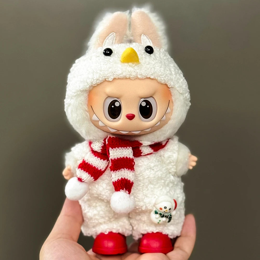 17cm Mini Plush Doll'S Clothes Outfit Accessories For Korea Kpop Labubu V1 V2 V3 Christmas onesie hat set Clothing