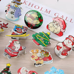 50pcs Flashing Christmas Brooch Pins Light Up Cartoon Badge Gift Stocking Xmas Holiday Party Supplies Costume Accessories