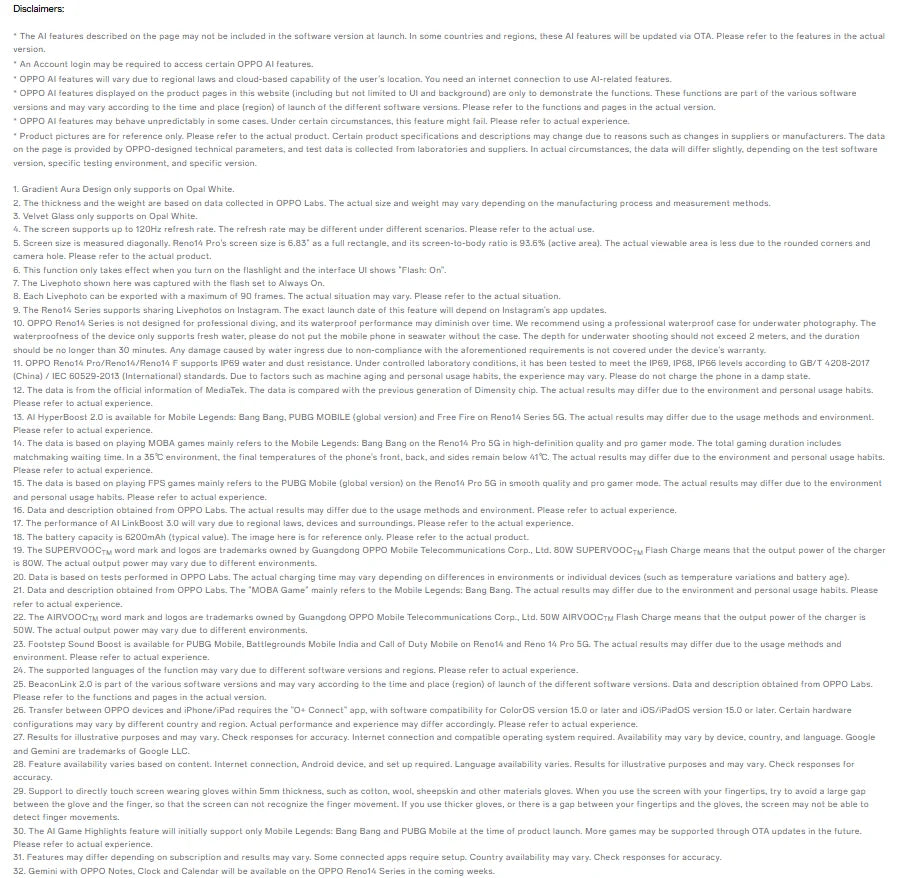 Global Version OPPO Reno14 Pro 5G Smartphone MTK Dimensity 8450 6200mAh Battery 6.83-inch 120Hz AMOLED Display 50MP Main Camera