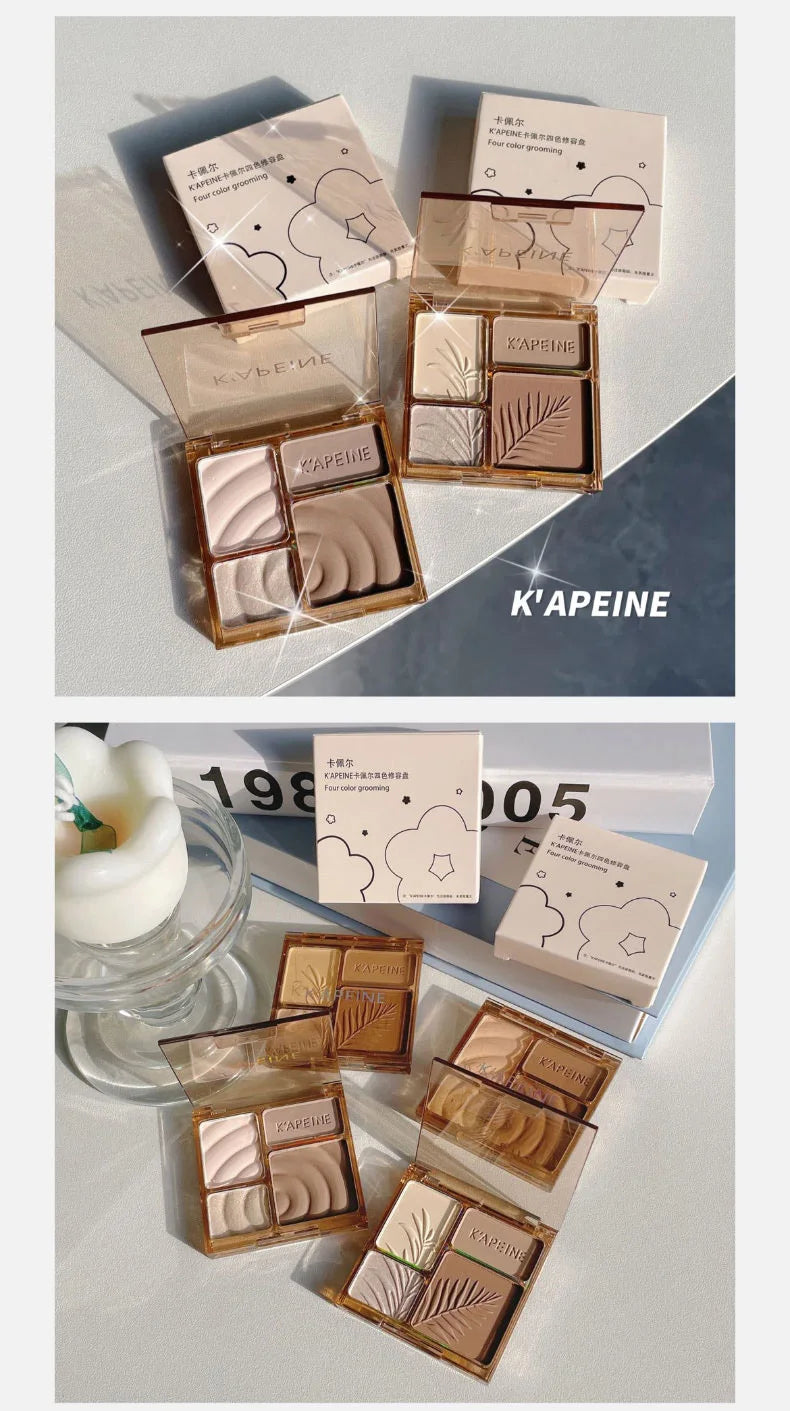 3D Facial Contouring Bronzer Cosmetics Brightening Beige Matte Highlights Palette Four-color Eye Shadow Nose Powder Makeup