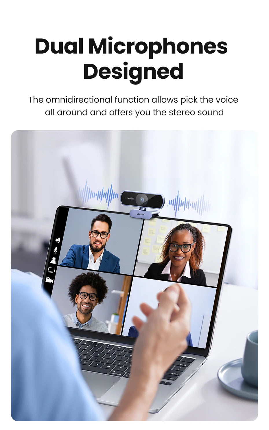 UGREEN USB Webcam 2K HD Mini Webcam For Laptop Computer Web Camera Dual Microphones for Youtube Zoom Video Calling 30fps web cam