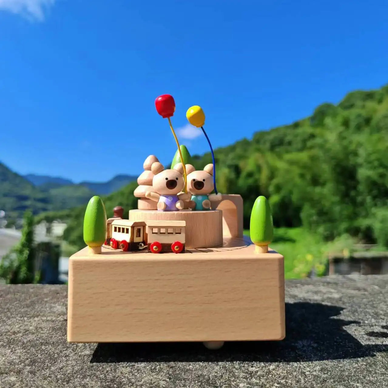 Creative Wooden Christmas Deer  Snowman Train  Music Box Handmade  Carousel Toy  Decoration Gift For Kids