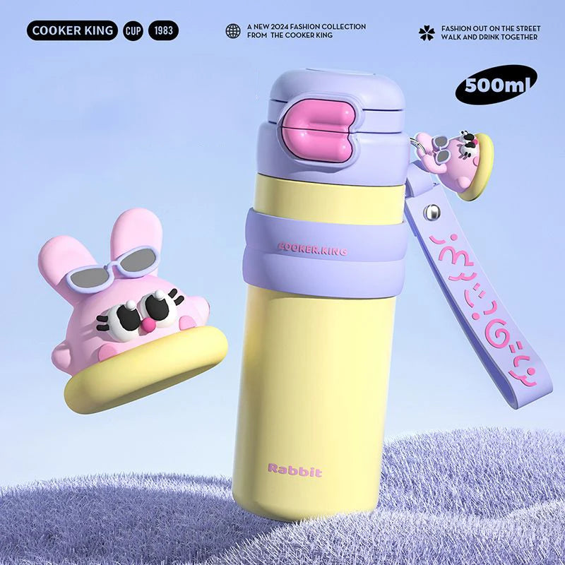 COOKER KING 500ml Stainless Steel Vacuum Insulated Water Bottle for Women, Leak-Proof Thermal Flask, Portable Travel Tumbler