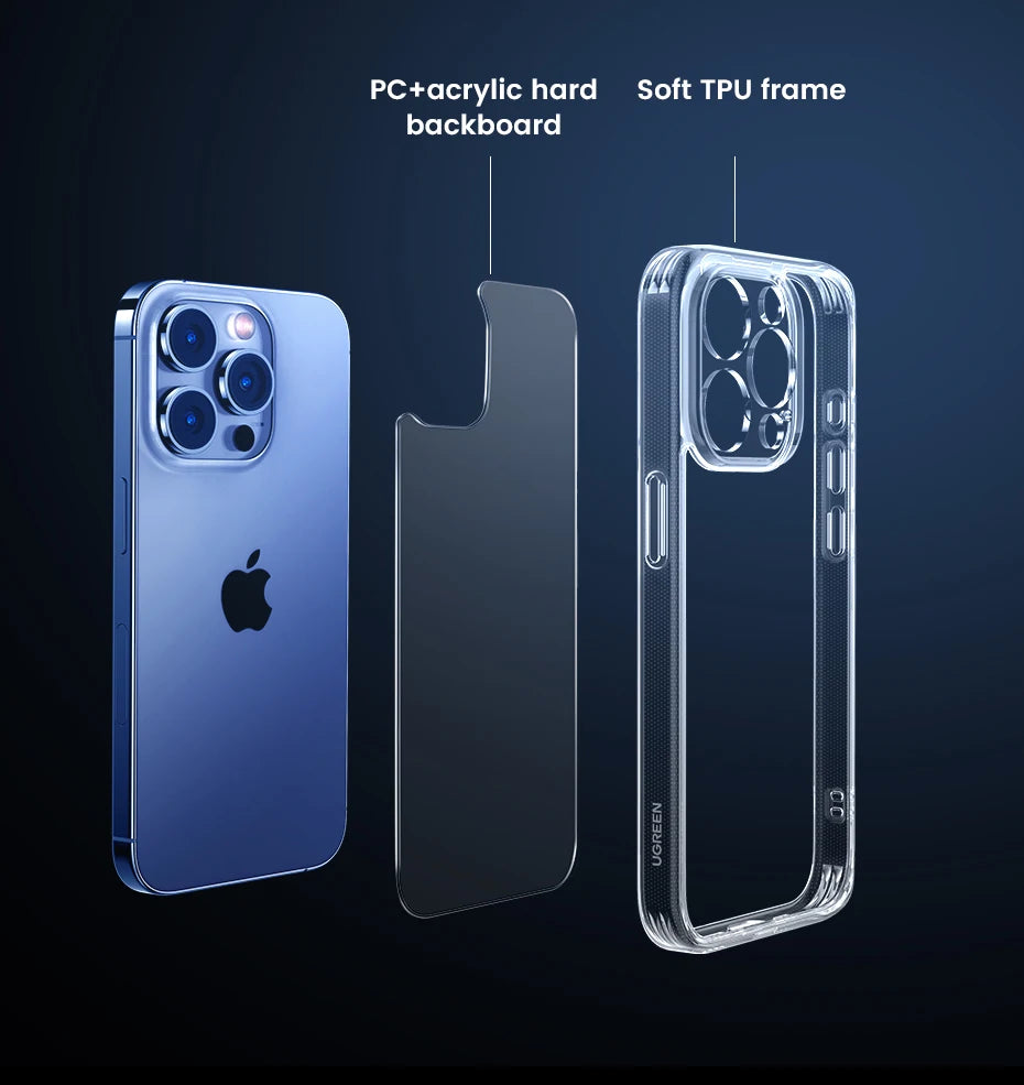UGREEN Case for iPhone 17 16 15 14 Pro Max Shockproof Clear Case Transparent Cover for iPhone 15 Pro 16 Phone Protective Case