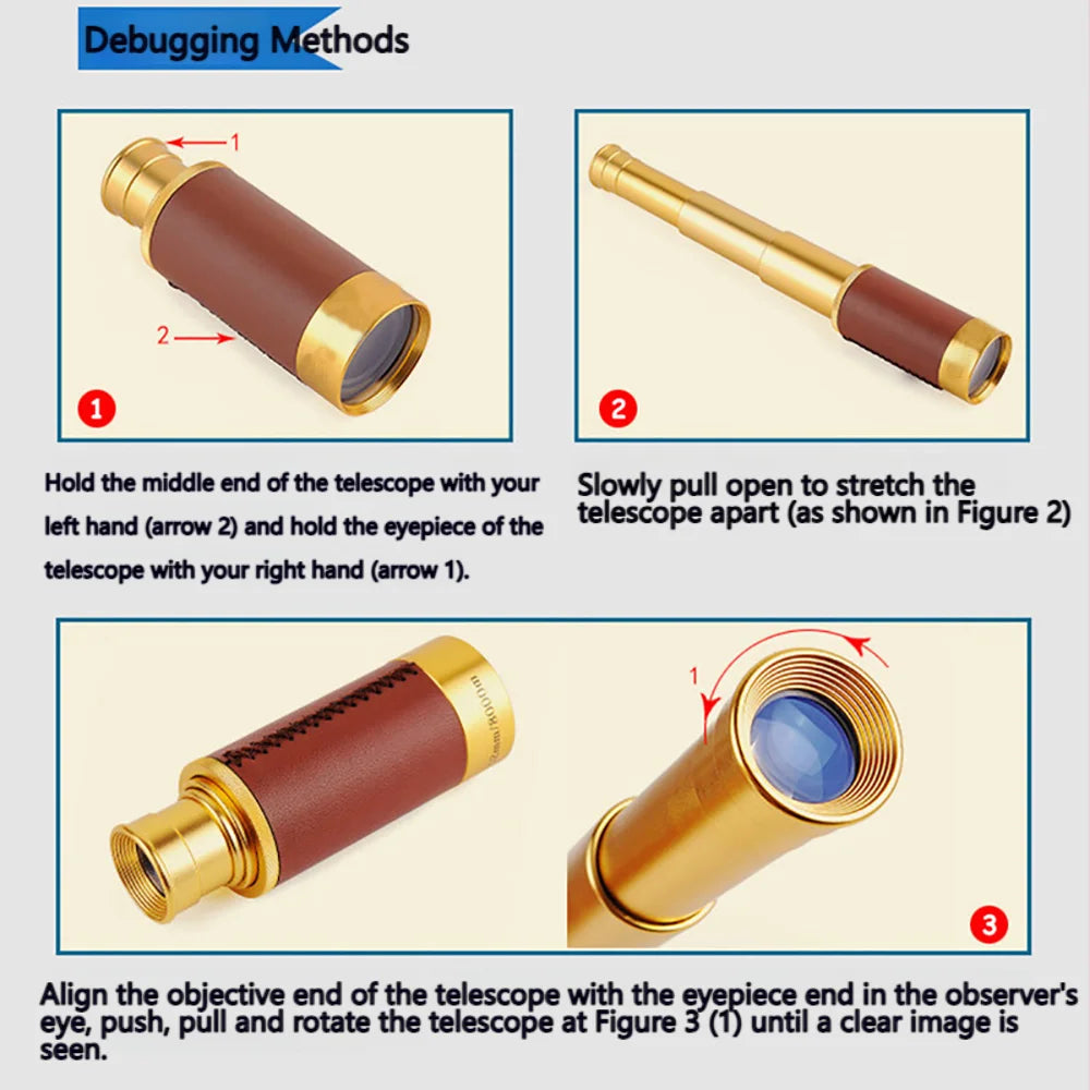 Outdoor High-Power Portable 30×40mm Retro Pirate Monoculars Telescope for Adults Kids Bird Watching Hunting Camping Hiking