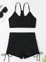 2025 High Waist Drawstring Front Bikini Set – Women's Swimsuit Swimwear Beachwear