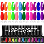 MEET ACROSS 12Pcs Gel Nail Polish Set 7.3ml Pink Blue Neon Macaron Color for Nails UV Gel LED Nail Art  Varnish Manicure Kit