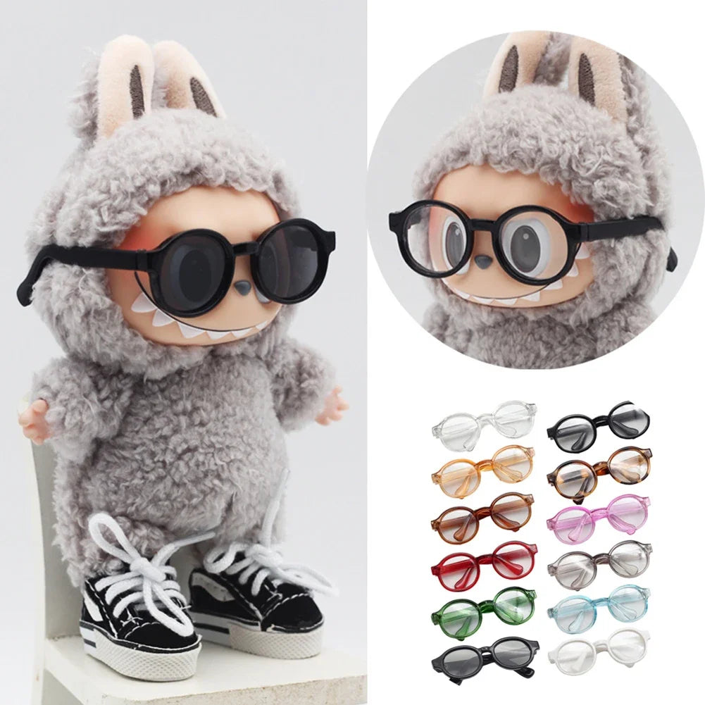 1PC 6.5cm Transparent Plastic Glasses for 1/8 1/6 1/3 1/4 BJD for Labubu MSD SD Plush for EXO Doll Sunglasses