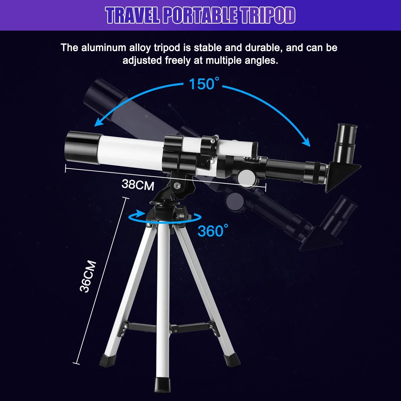 400x40mm Professional Astronomy Telescope for Beginners with Aluminum Tripod, Ideal for Kids & Adults Stargazing Children Gifts