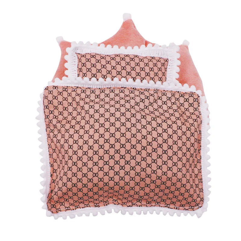 17cm Mini Doll's Accessories Set For Labubu Doll Pop 3Pcs/Set Bed+Quilt+Pillow Pajamas Sleeping Bag Dollhouse Gift,Girl's Toys