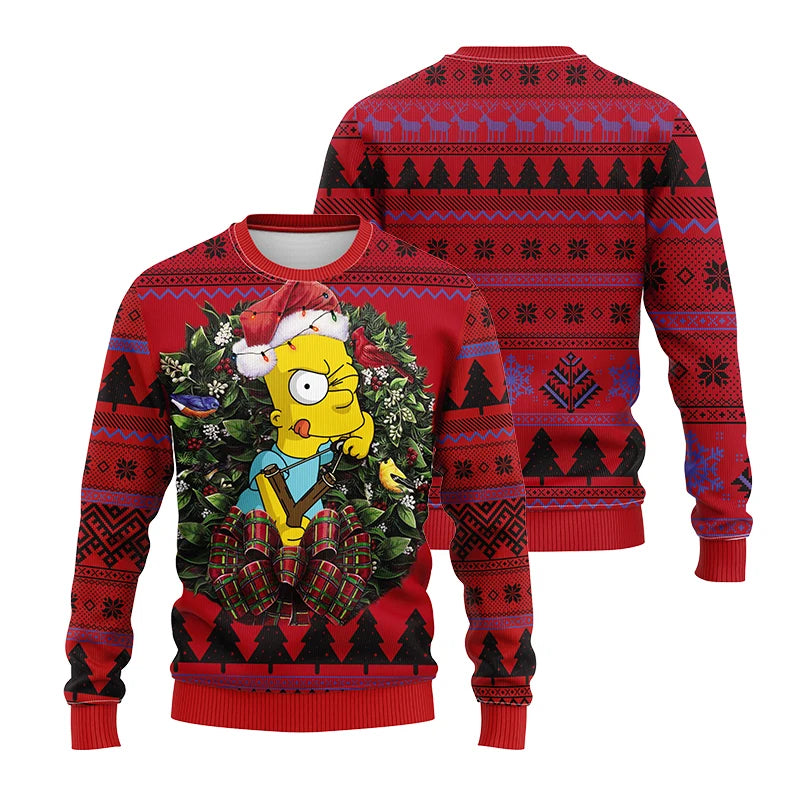 2026 Hot The Simpsons Print Sweatshirt Winter Christmas Ugly Hoodie Women's Casual Pullover Harajuku Festive Streetwear Y2k Top