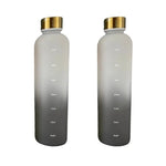 1L Bottle With Time Marker 32 OZ Motivational Reusable Fitness Sports Outdoors Travel Leakproof BPA Free Frosted Plastic