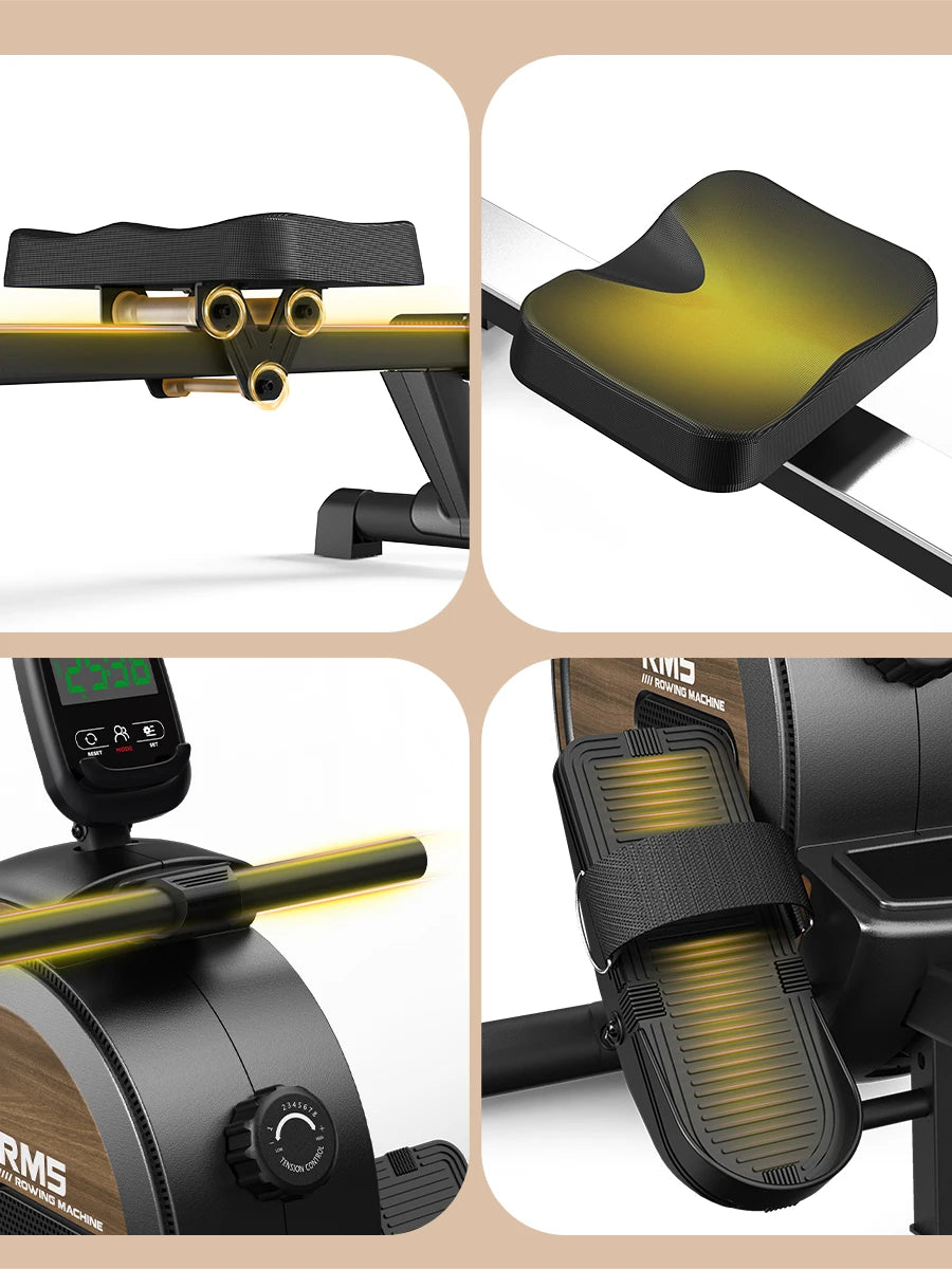 MettleMatic Rm5 Magnetic Rowing Machine, Bluetooth, 16-Level Resistance, 150kg Capacity, Home Use