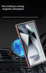 High Quality Leather Holder Electroplate Phone Case for Samsung Galaxy S25 S24 S23 Ultra S24 S23 Plus Bracket Magnetic Cover