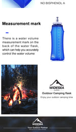 Widesea Camping 600ml Soft Water Bottle Drinking Sport Folding Bag Flask Outdoor Running Hydration Pack Waist Bicycle BPA Free