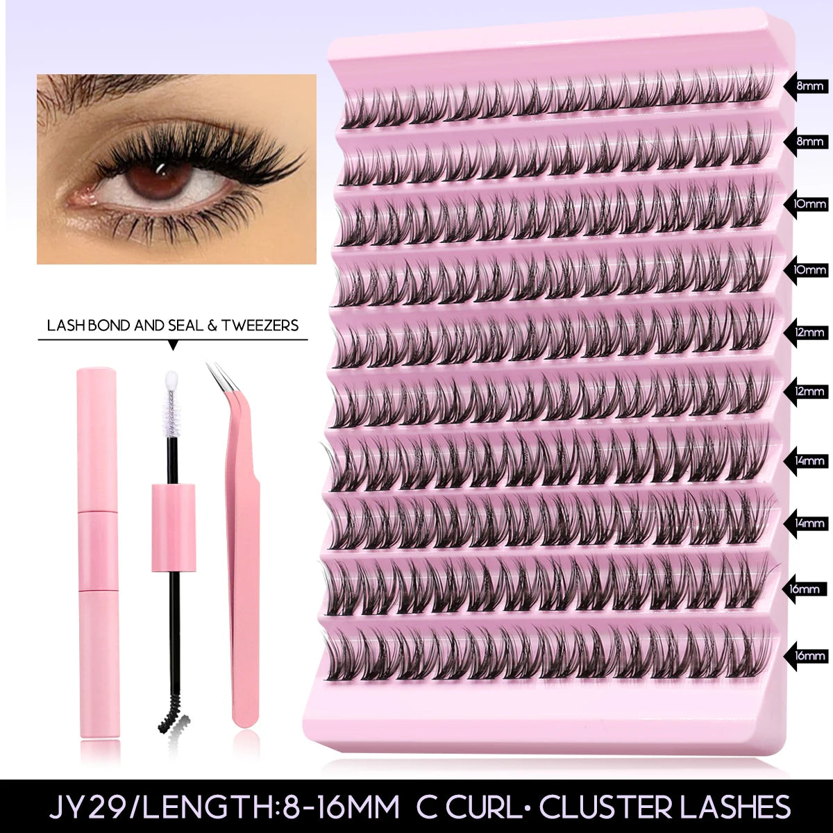 DIY Lash Extension Kit Individual Eyelash Extension Kit Cluster Lashes Kit Lash Glue Remover for Eyelash Extensions Makeup